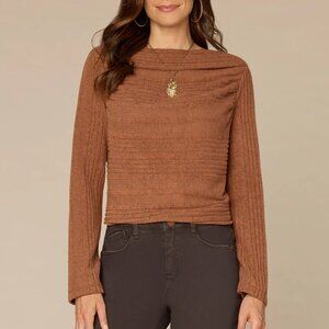 Democracy Long Sleeve Drapey Boat Neck